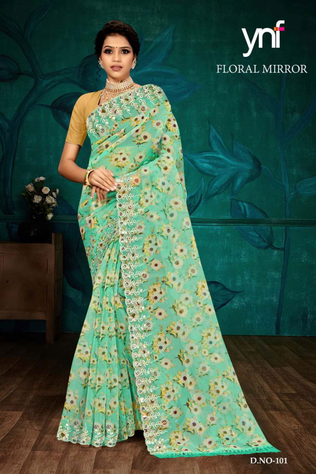 Floral Mirror By Ynf Printed Designer Sarees Catalog
